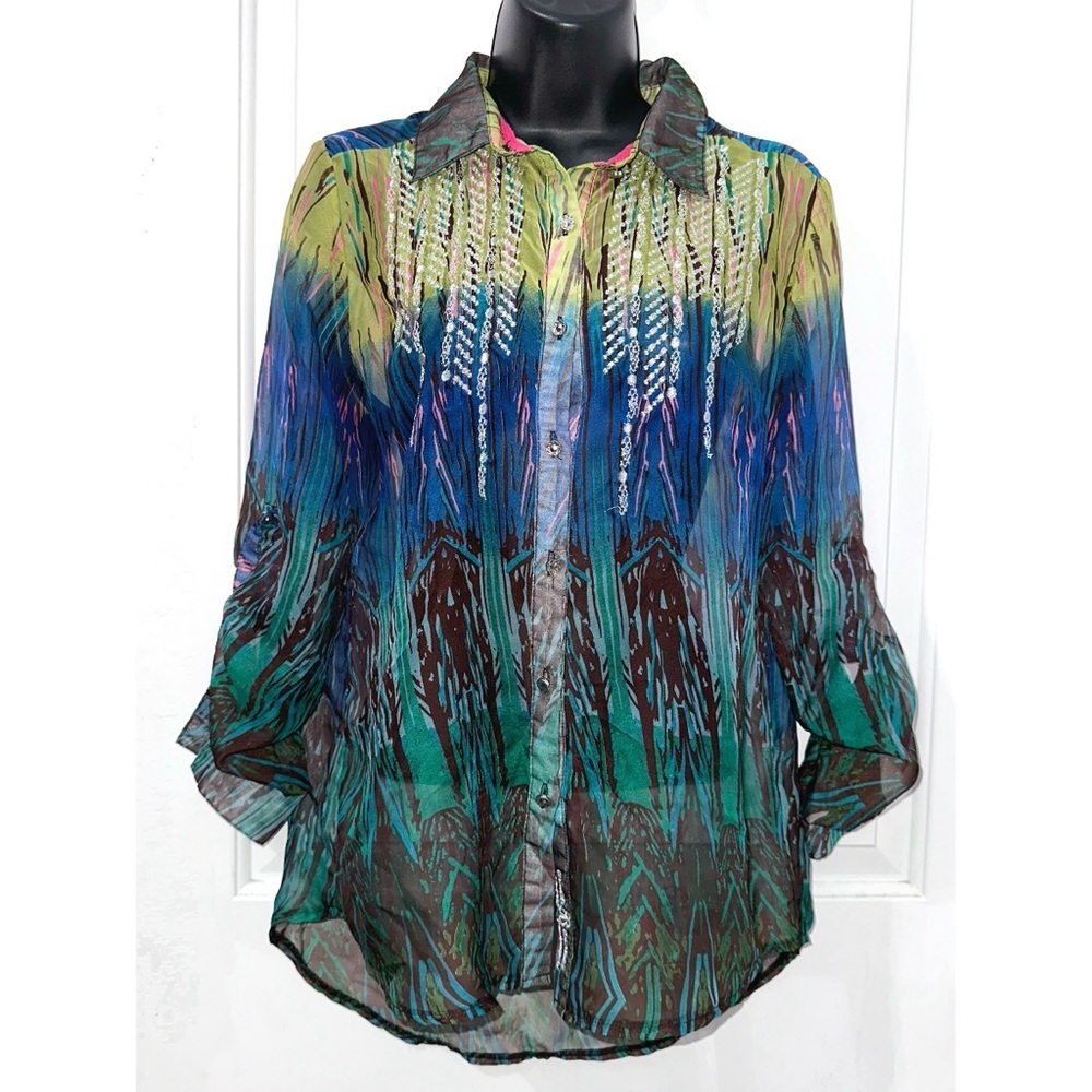 Roar western shirt, button-up front, embroidered rhinestone embellishments